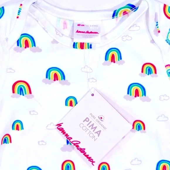 New Hanna Andersson Sleeper Gown Girls 3-6M 60 cm Boys Rainbows Organic Cotton - Picture 2 of 5